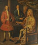 École ANGLAISE du XVIIIème siècle.Monsieur d'Appremont et ses deux fils.Toile....