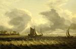 Attribué à Jan Theunisz BLANKERHOFF (Alkmaar, 1628 - Amsterdam, 1669)Voiliers...