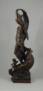 Auguste MOREAU (Dijon, 1834 - Malesherbes, 1917)Le Char de l'Aurore.Bronze...