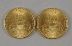 LOT, USA : deux pièces de 20 dollars or, 1895....