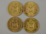 FRANCE, Napoléon III, 4 pièces de 50F, or, 3 tête...