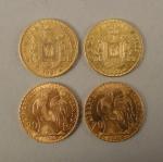 FRANCE, 4 pièces de 20F or : 2 Napoléon III...