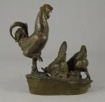 André ABBAL (1876-1953) Coq et poules.Bronze signé et numérotée A...