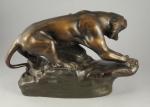 Jacques CARTIER (1907-2001) Tigre en furie.Terre cuite patinée bronze, signée,...