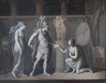 Attribué à Jérôme Martin LANGLOIS (1779-1838).Apelle et Campaspe, en grisaille.Sur...