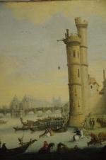 École FRANÇAISE du XVIIIème siècle.Vue animée de la Seine et...