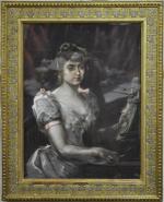 Francisque DESPORTES (Lyon, 1849-1909).La pianniste.Pastel sur toile, signé en bas...
