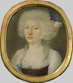 École FRANCAISE du XVIIIème siècle.Portrait de femme aux bleuets.Pastel sur...