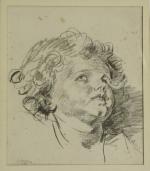 Jean-Baptiste GREUZE (Tournus, 1725 - Paris, 1805) d'après.Portrait d'enfant.Lithographie. Signature...