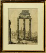 Luigi ROSSINI (1790-1857), d'après."Avanzi del Tempio di Giove Statore nel...