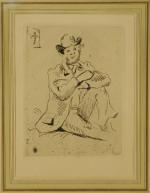 Paul CÉZANNE (1839-1906).Portrait de Guillaumin au pendu, 1873.Eau-forte.15,6 x 11,7...
