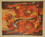 Tony AGOSTINI (1916 - 1990).Bouquet rouge.Lithographie signée en bas à...