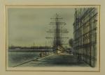 Jean CARZOU (1907-2000).Le port.Lithographie en couleurs, signée et datée 59...