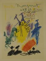 Pablo PICASSO (1881-1973), d'après."Toros y Toreros".Lithographie en couleurs, signée, titrée,...