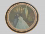 Lionello BALESTRIERI (1872-1958).Couple d'élégants dans un médaillon.Estampe  contresignée au...