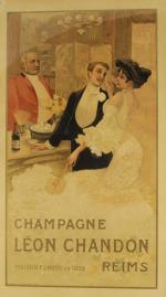 AFFICHE publicitaire pour le champagne Léon Chandon. Art Nouveau. 30...