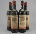 SAINT-ESTÈPHE, Château Beauséjour, 1955. 4 bouteilles, étiquettes sales et difficilement...