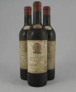 SAINT-ESTÈPHE, Mestrezat Preller, 1955. 3 bouteilles, étiquettes sales et difficilement...