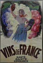 AFFICHE "Vins de France"114 x 75 cm.