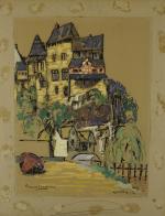 Bernard LACHÈVRE (Le Havre, 1885 - Honfleur, 1950)." Limburg ".Gouache...