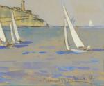 Bernard LACHÈVRE (Le Havre, 1885 - Honfleur, 1950)."Régate de Nice...