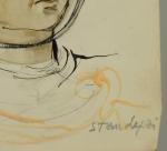 Stanislas LEPRI (1905-1980).- Casques célestes. Deux feuilles. Crayon, aquarelle et...