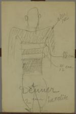 Stanislas LEPRI (1905-1980).- Casques célestes. Deux feuilles. Crayon, aquarelle et...