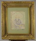 Marie Voborieff MAREVNA (Tcheboksary, 1892 - Londres, 1984)."Une vieille paysanne"Crayon...