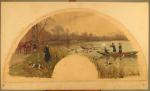 Charles Olivier de PENNE (1831-1897)Hallali du cerf dans l'étang.Équipage de...