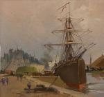 Eugène GALLIEN-LALOUE (Paris, 1854 - Chérence, 1941)Navires mouillant dans un...