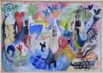 Edwards BLAKE (Tulsa, 1922 - Santa-Monica, 2010)Composition colorée.Aquarelle, signée et...