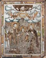 TABLEAU DE MOSAÏQUE EN PLUMESfigurant La Sainte Trinité et La...