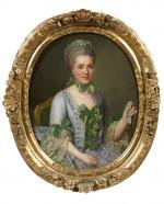 École FRANÇAISE vers 1760, entourage de DROUAIS.Portrait de jeune femme...