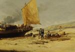 Attribué à Jules NOËL (1815-1881)Bateaux à marée basse.Toile.37,5 x 60...