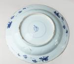 PLAT de forme ronde en porcelaine décorée en bleu sous...
