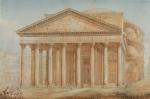KEISERMANN Frantz (1765-1833). Le Colisée et le Panthéon. Paire d'aquarelles...