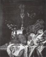 STRIEP Christian (1634 -1673). Nature morte aux fruits avec pièces...
