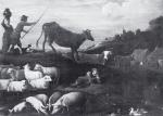 Atelier de David TENIERS (1582-1649) 
Paysans et leur troupeau près...