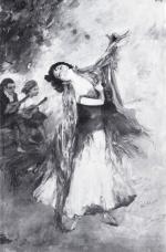 GROS-LLORCA Adrienne (XIXe-XXe siècle) : 
Danseuse de flamenco. 
Huile sur...