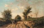 PISSARRO Camille (1830-1903) : 
Charrette sur une route de campagne....