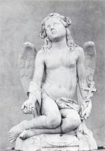 STATUE en marbre blanc, représentant un ange à la longue...