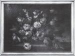 Ecole française du XIXe siècle: 
Bouquet de fleurs sur un...