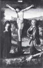 Entourage de Cornelis ENGELBRECHTSZ : 
Le Christ en croix. 
Panneau...