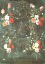 Jean-Philips VAN TRIELEN (Malines, 1618-1667) : 
Guirlande de fleurs entourant...