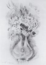André MASSON: 
Le vase de fleurs (1949). 
Dessin au crayon....