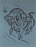 André MASSON : 
Le bison (1943). 
Dessin au pinceau. Signé...