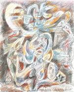 André MASSON (1896-1987). Labyrinthe initiatique (vers 1962). Dessin au crayon...