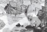 Albert CLOUARD (1866-1952). Baigneuse aux rochers. Huile sur panneau d'isorel,...