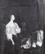 ECOLE FLAMANDE DU XVIIème siècle. Femmes aux coffrets. Huile sur...