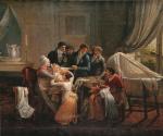 Attribué à Louis MORITZ (1773-1850). 
La famille autour du nourrisson....